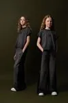 9-15 Yaş Black Butterfly Kız Çocuk Takım-Siyah