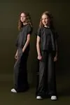 9-15 Yaş Black Butterfly Kız Çocuk Takım-Siyah