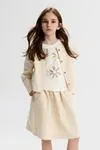 8-14 Yaş Little Luxe Kız Çocuk 3'Lü Takım-Latte