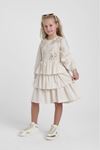 5-14 Yaş Berceste Pavlova Kız Çocuk Elbise-Latte