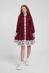 10-14 Yaş Nişantaşı Soft Kız Çocuk Elbise-Bordo