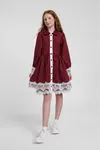 10-14 Yaş Nişantaşı Soft Kız Çocuk Elbise-Bordo