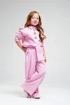 4-8 Yaş Pearl Flower Kız Çocuk Takım-Şeker Pembe