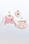 6-18 Aylık Pink Love Çantalı 4'Lü Kız Bebek Takım-Pembe