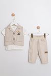 9-24 Aylık King Mode Erkek Bebek 3'Lü Takım-Latte