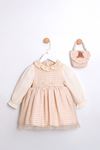 2-5 Yaş Mommy's Love Kız Çocuk Elbise-Pudra