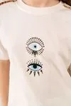 9-15 Yaş Graphice Eye Icon Kız Çocuk Takım-Ekru