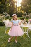 3-7 Yaş Pink Sugar Cream Kız Çocuk Elbise-Pembe