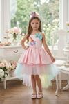 3-7 Yaş Ice Cream Dress Kız Çocuk Elbise-Pembe