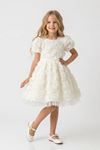 2-8 Yaş Lara Flower Kız Çocuk Elbise-Ekru