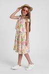 5-14 Yaş Clara Bloom Kız Çocuk Elbise-Latte