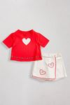5-14 Yaş Love Story Kız Çocuk Şort Etekli Takım-Kırmızı