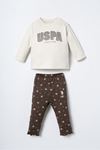 6-36 Ay Lisanslı Us Polo Assn Kız Bebek 3'Lü Takım-Kahverengi
