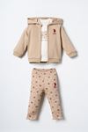 6-36 Ay Lisanslı Us Polo Assn Kız Bebek 3'Lü Takım-Latte