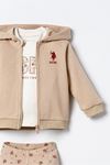 6-36 Ay Lisanslı Us Polo Assn Kız Bebek 3'Lü Takım-Latte