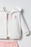 6-36 Ay Lisanslı Us Polo Assn Kız Bebek 3'Lü Takım-Ekru