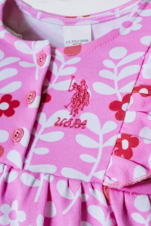 6-36 Ay Lisanslı Us Polo Assn Kız Bebek Takım-Pembe