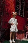 1-5 Yaş Polka Kız Çocuk Şort Etekli Takım-Ekru