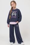 4-9 Yaş Rana Plait Kız Çocuk Takım-İndigo